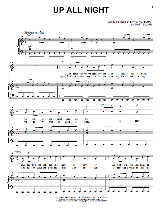 Learn to play One Direction Up All Night sheet music for Easy Piano in minutes. Price: 6.9900$ One Direction Up All Night sheet music notes and chords arranged for Easy Piano
