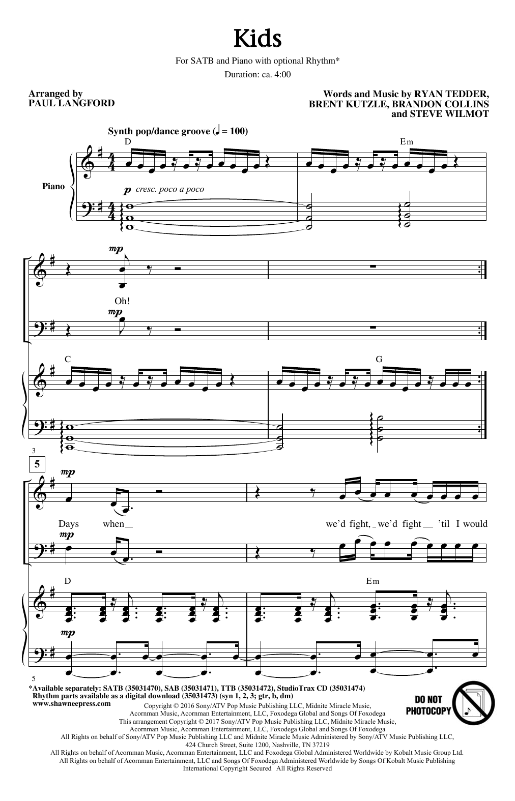 Learn to play Paul Langford Kids sheet music for TTBB Choir in minutes. Price: 3.9900$ Paul Langford Kids sheet music notes and chords arranged for TTBB Choir