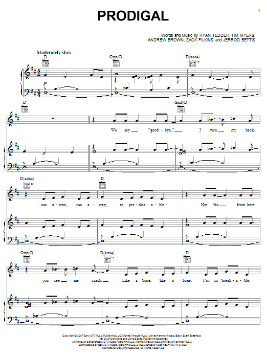 Learn to play OneRepublic Prodigal sheet music for Piano, Vocal & Guitar (Right-Hand Melody) in minutes. OneRepublic Prodigal sheet music notes and chords. Download Printable PDF.