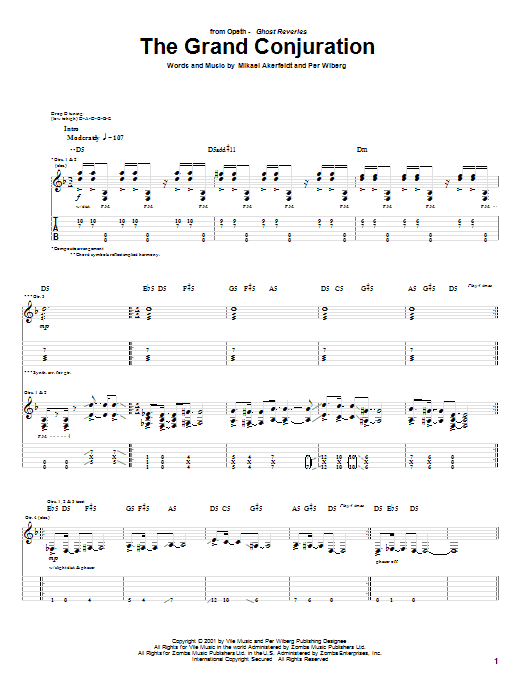 Opeth The Grand Conjuration sheet music notes and chords. Download Printable PDF.