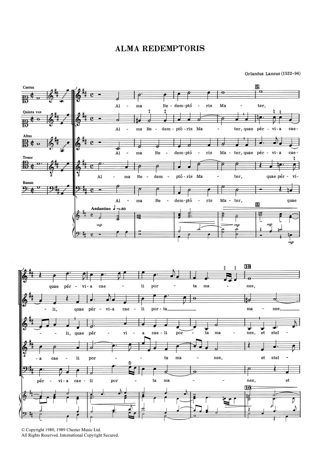 Learn to play Orlandus Lassus Alma Redemptoris sheet music for SATB Choir in minutes. Price: 3.9900$ Orlandus Lassus Alma Redemptoris sheet music notes and chords arranged for SATB Choir