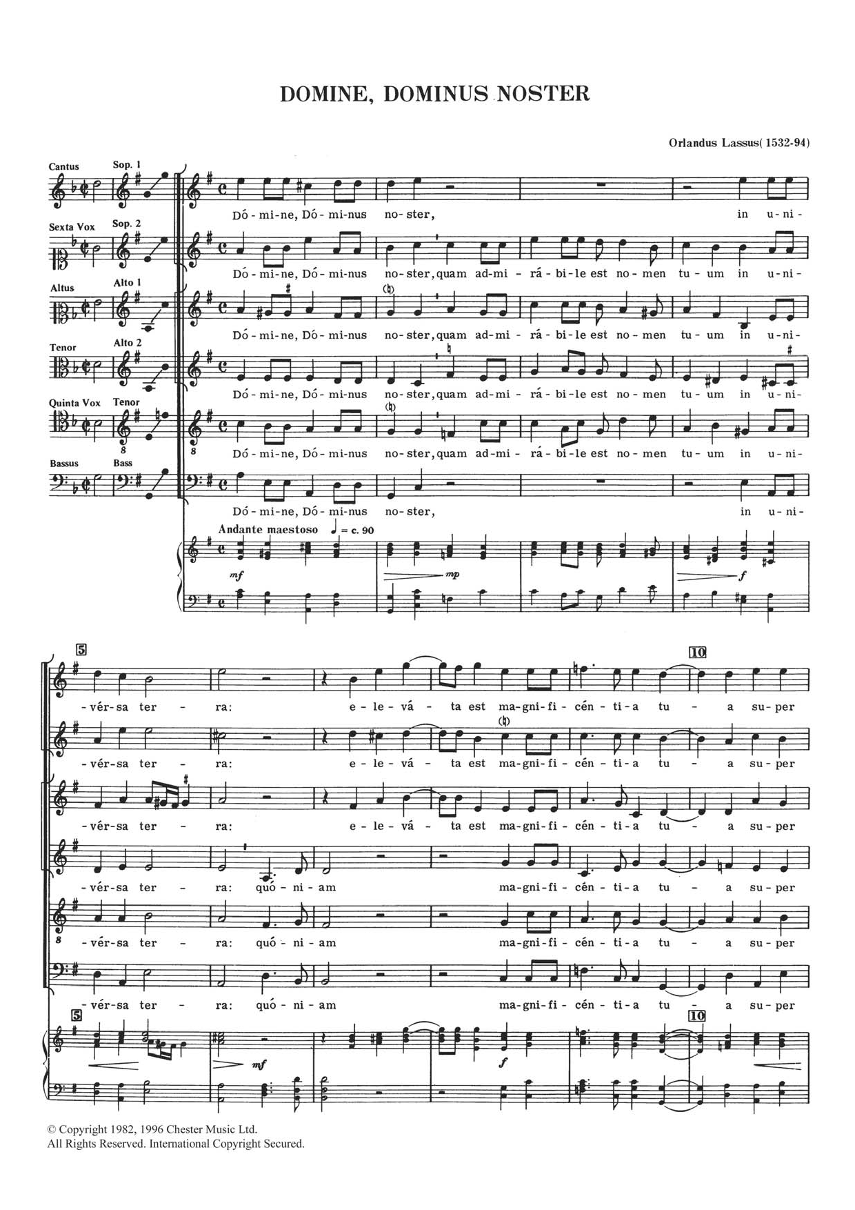 Learn to play Orlandus Lassus Domine, Dominus Noster sheet music for SATB Choir in minutes. Price: 3.9900$ Orlandus Lassus Domine, Dominus Noster sheet music notes and chords arranged for SATB Choir