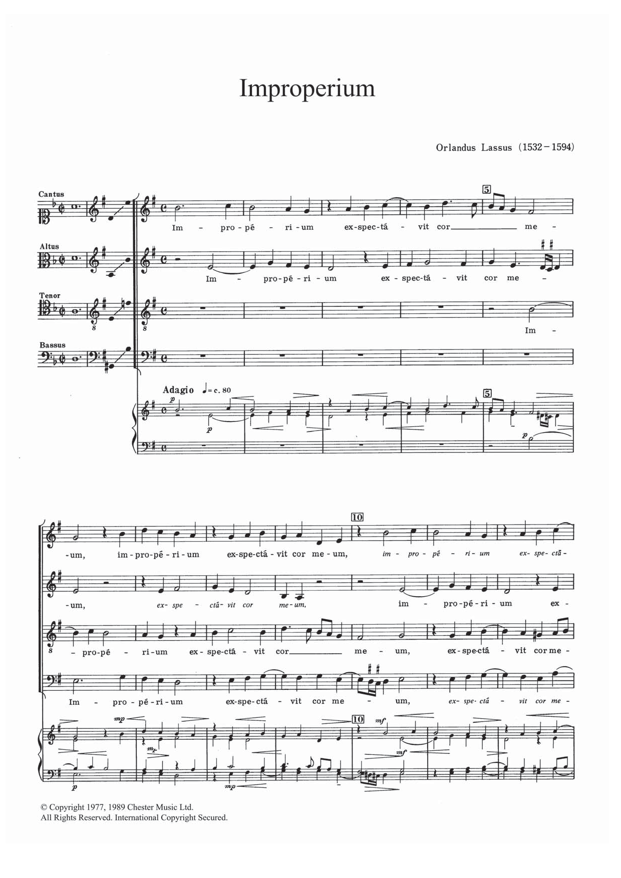 Orlandus Lassus Improperium sheet music notes and chords. Download Printable PDF.