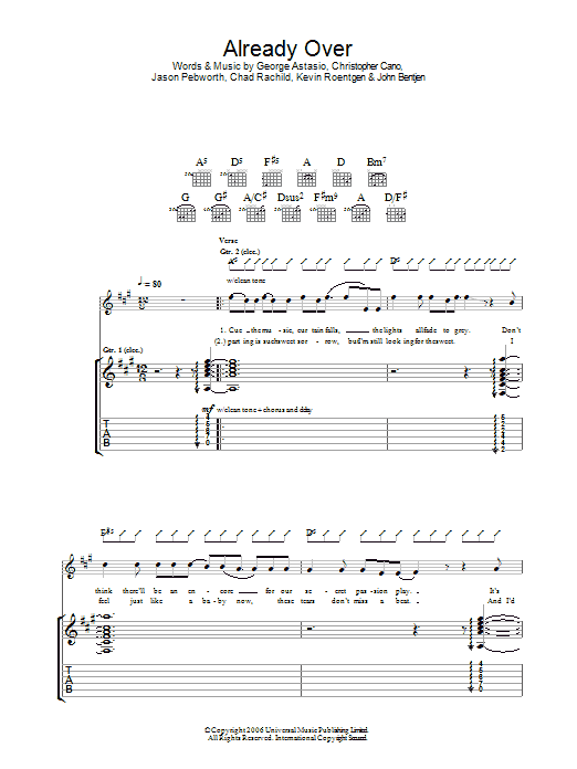 Orson Already Over sheet music notes and chords. Download Printable PDF.