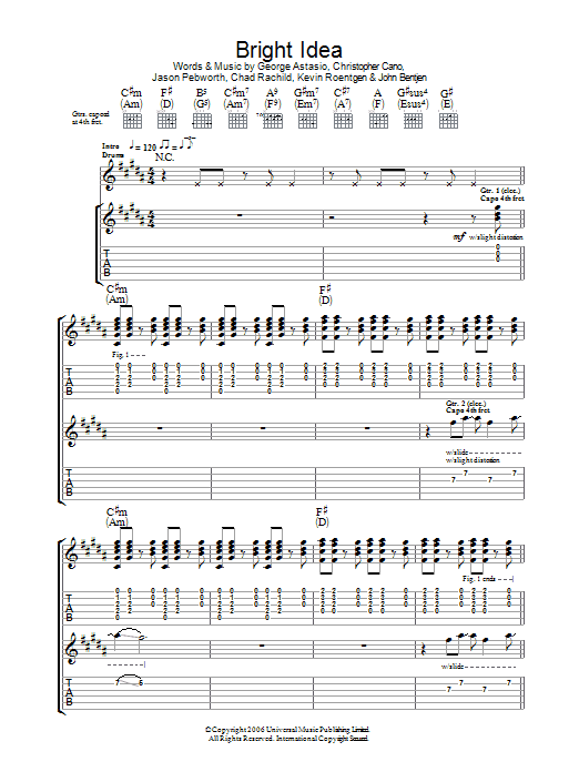 Orson Bright Idea sheet music notes and chords. Download Printable PDF.