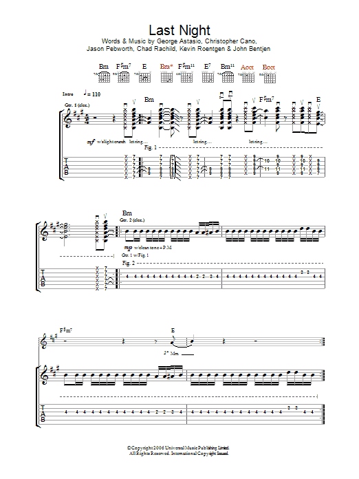 Orson Last Night sheet music notes and chords. Download Printable PDF.