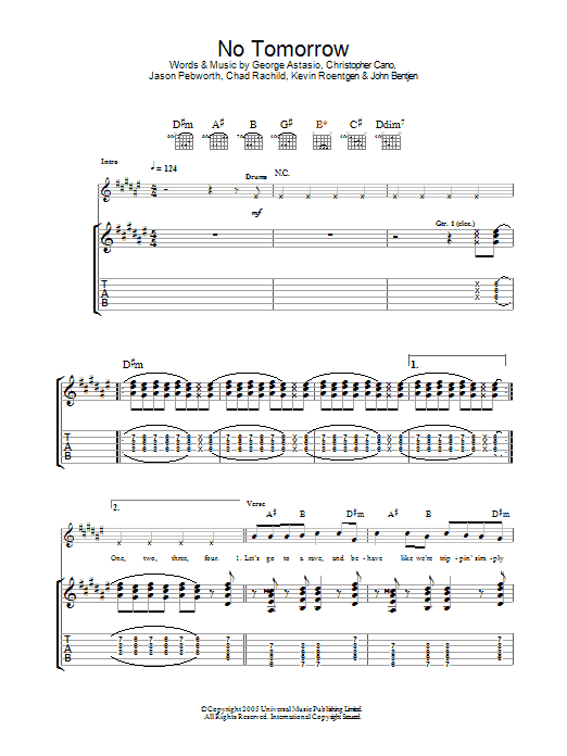 Orson No Tomorrow sheet music notes and chords. Download Printable PDF.