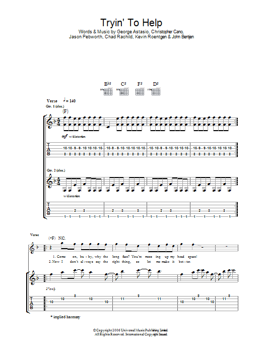 Orson Tryin' To Help sheet music notes and chords. Download Printable PDF.