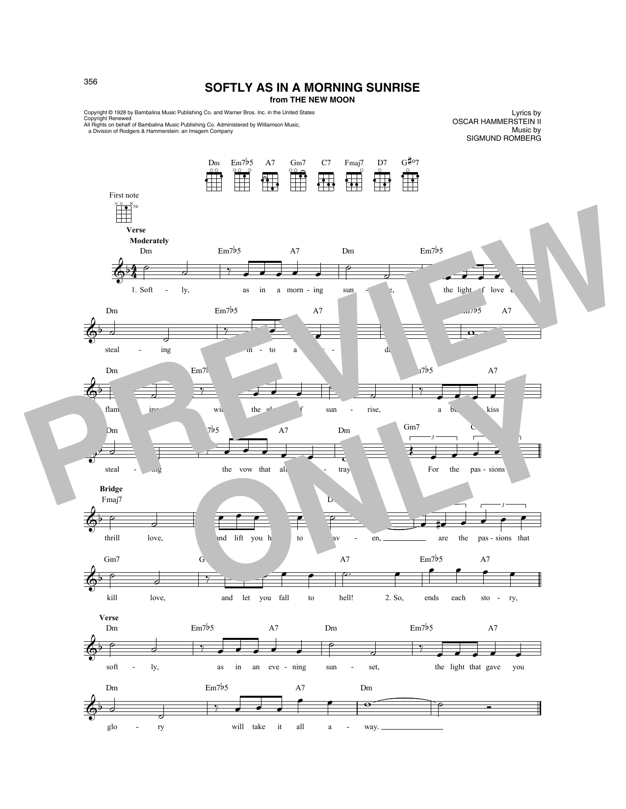 Oscar Hammerstein II Softly As In A Morning Sunrise sheet music notes and chords. Download Printable PDF.