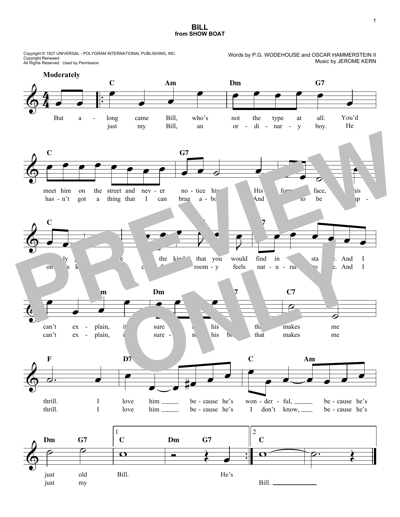 Learn to play Oscar Hammerstein II Bill sheet music for Easy Lead Sheet / Fake Book in minutes. Price: 5.9900$ Oscar Hammerstein II Bill sheet music notes and chords arranged for Easy Lead Sheet / Fake Book