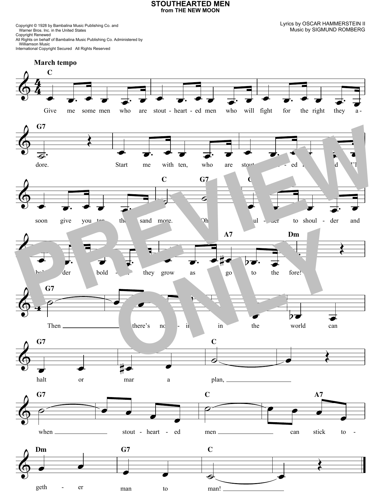 Oscar Hammerstein II Stouthearted Men sheet music notes and chords. Download Printable PDF.