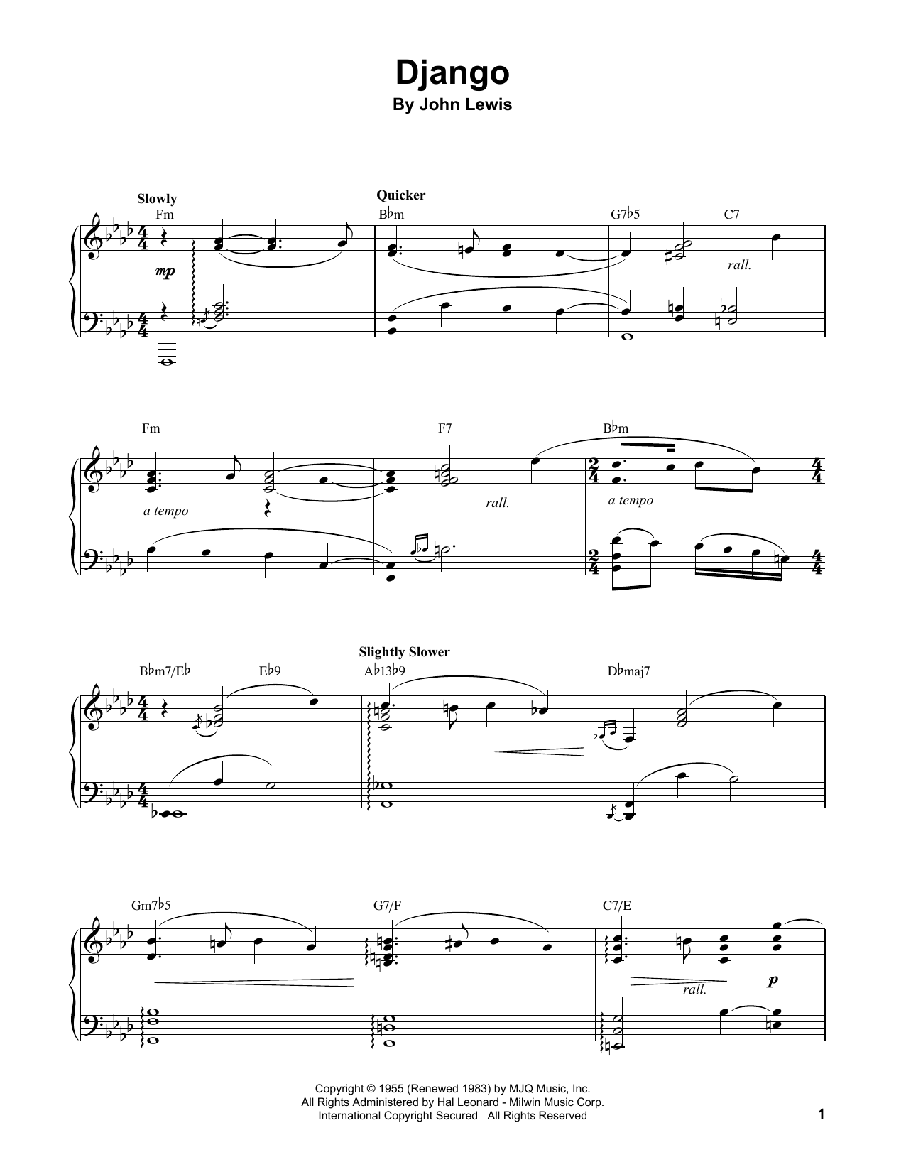 Oscar Peterson Django sheet music notes and chords. Download Printable PDF.