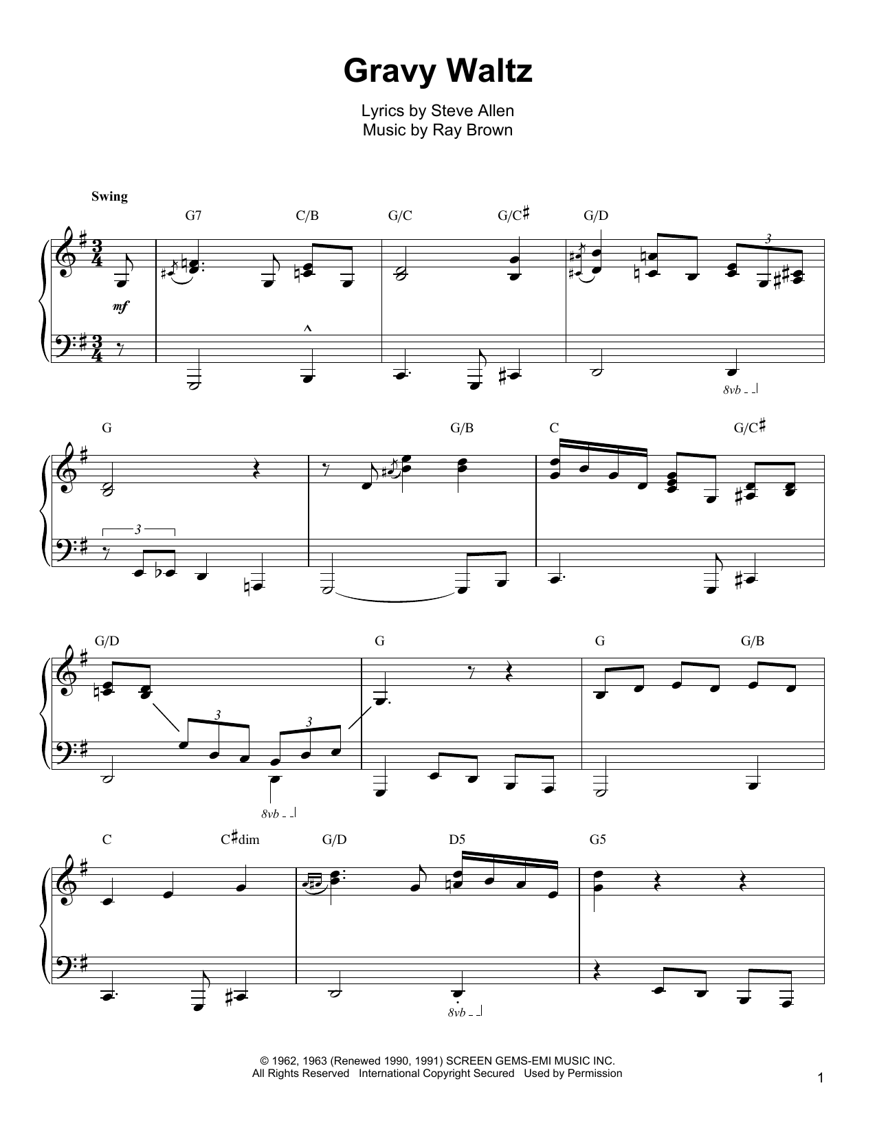 Oscar Peterson Gravy Waltz sheet music notes and chords. Download Printable PDF.