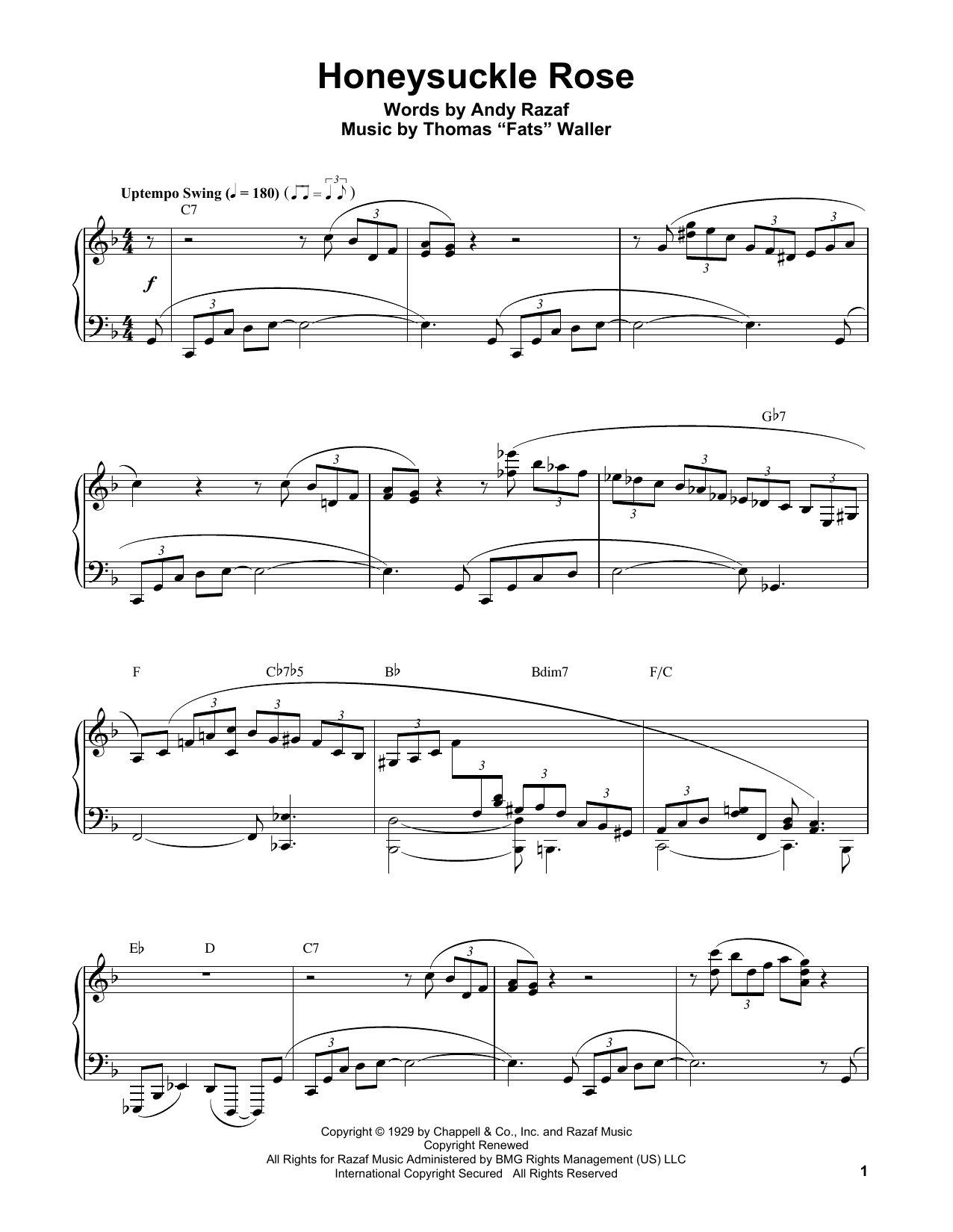 Oscar Peterson Honeysuckle Rose sheet music notes and chords. Download Printable PDF.