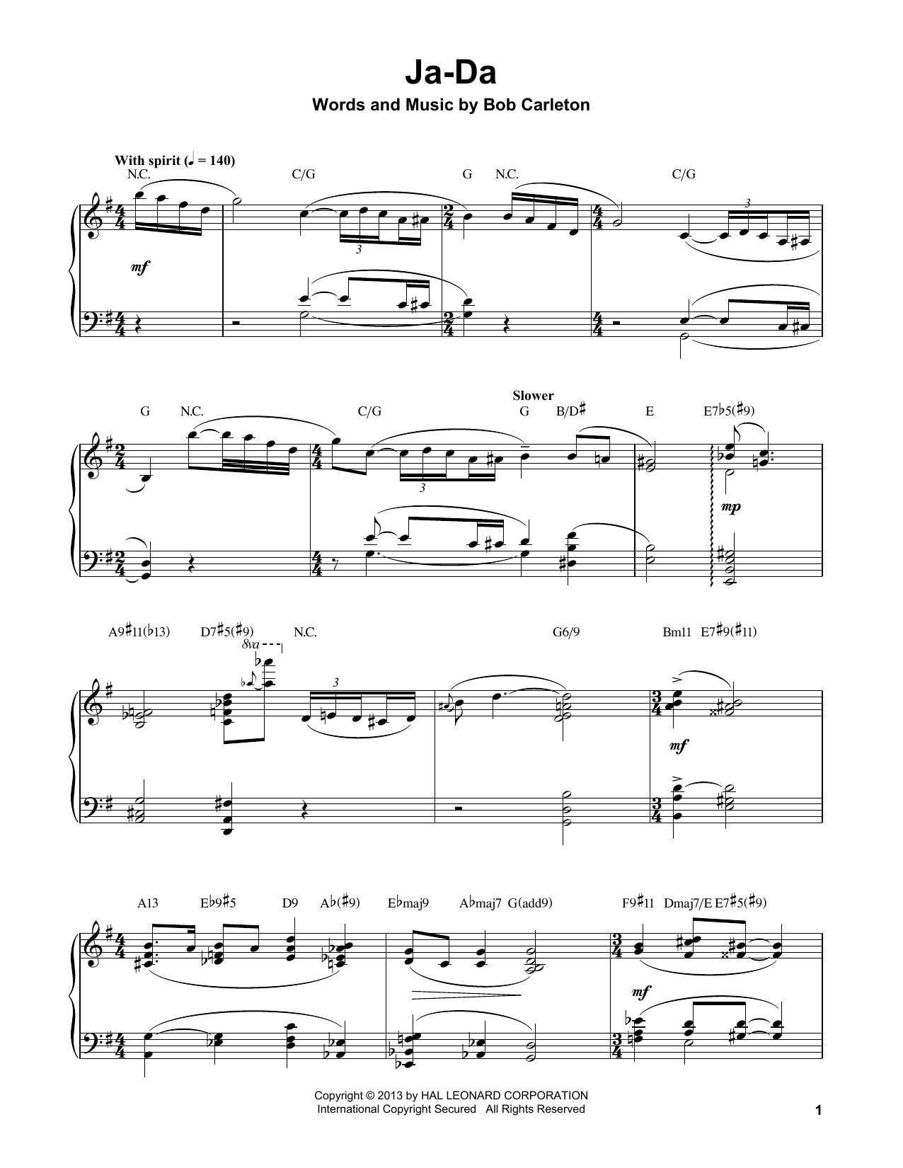 Oscar Peterson Ja-Da sheet music notes and chords. Download Printable PDF.