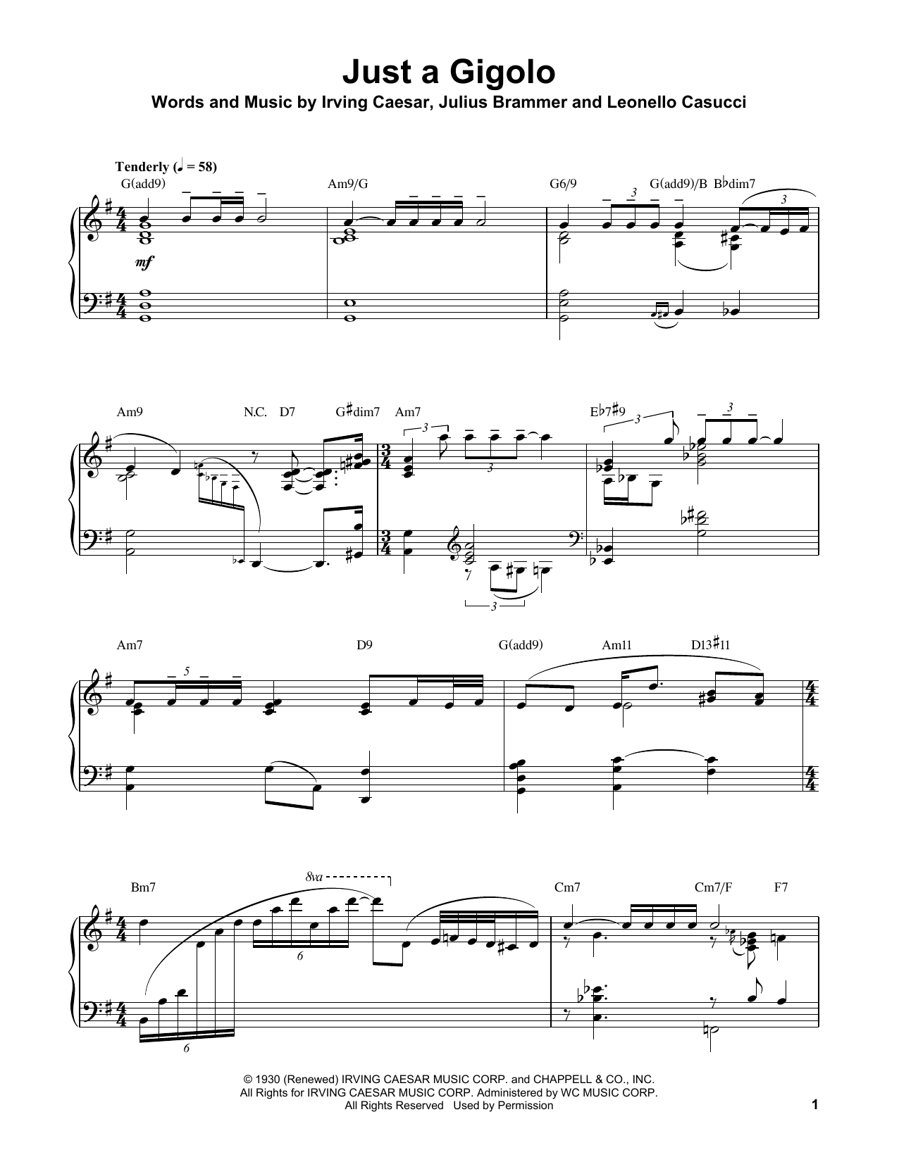 Oscar Peterson Just A Gigolo sheet music notes and chords. Download Printable PDF.