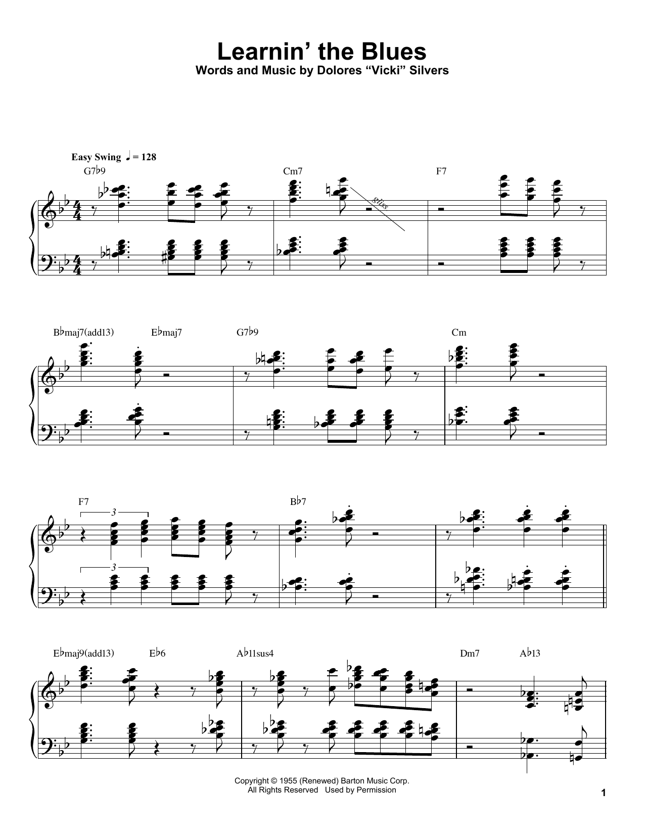 Oscar Peterson Learnin' The Blues sheet music notes and chords. Download Printable PDF.