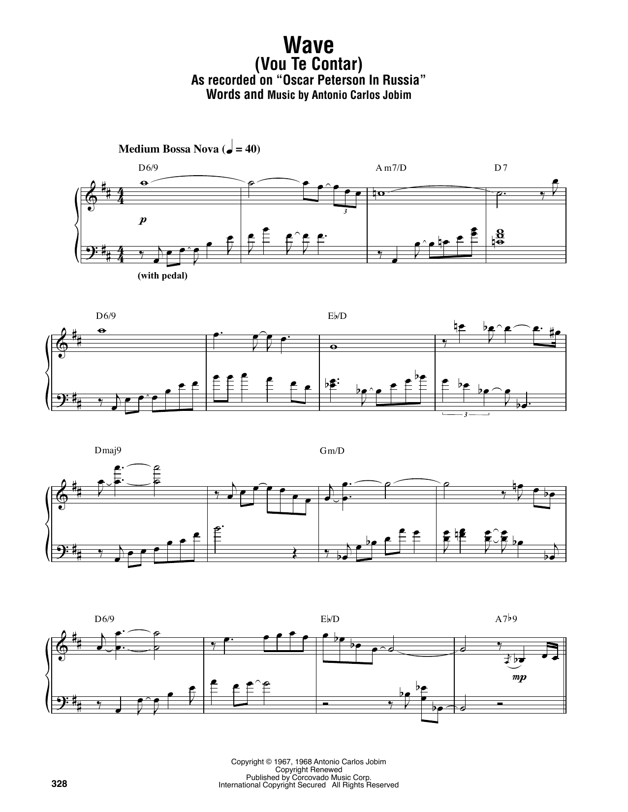 Oscar Peterson Wave sheet music notes and chords. Download Printable PDF.