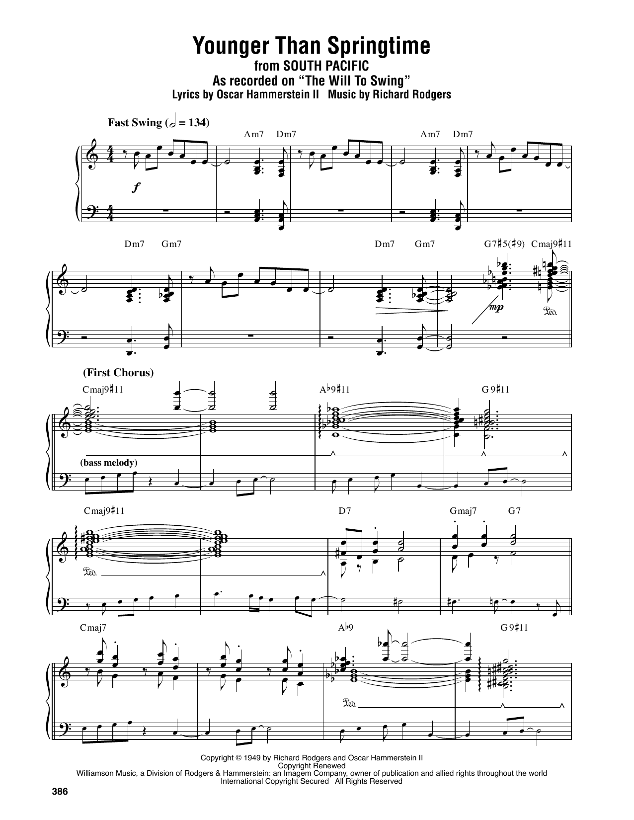 Oscar Peterson Younger Than Springtime sheet music notes and chords. Download Printable PDF.