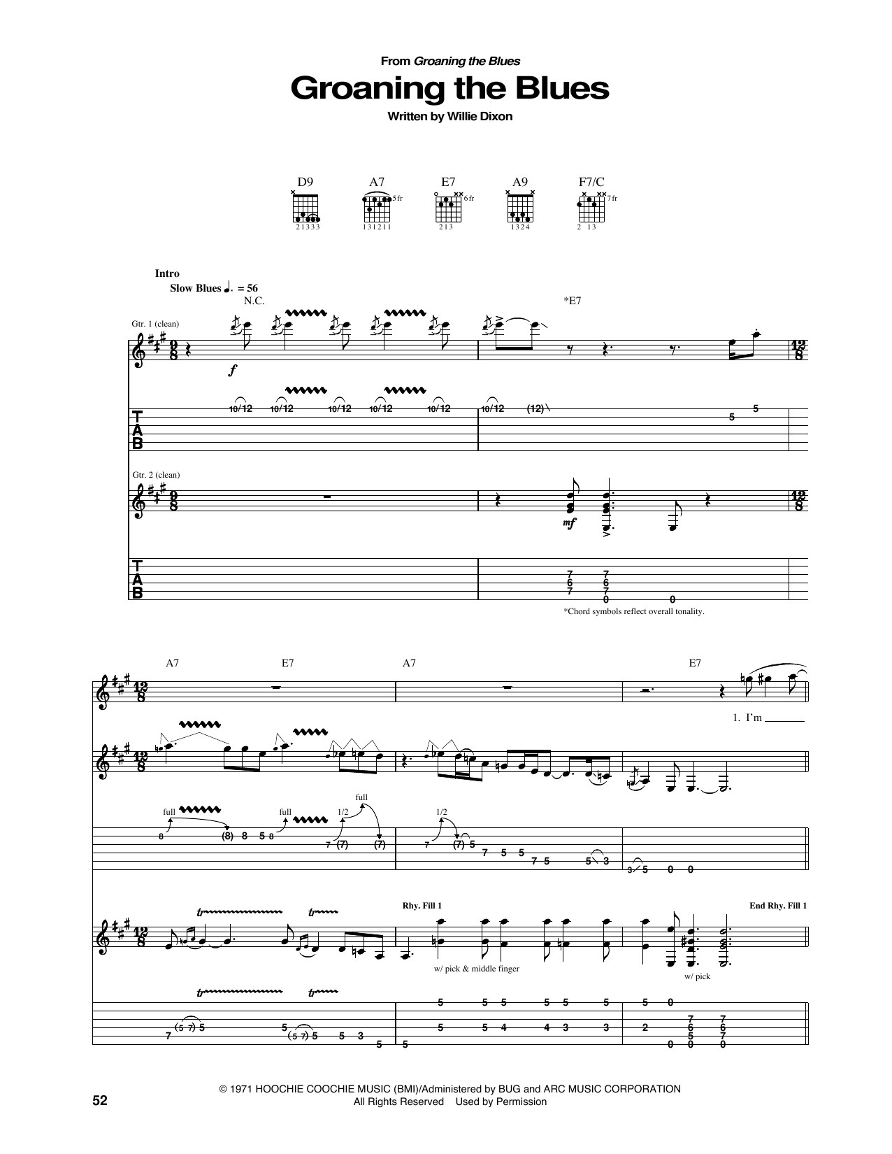 Otis Rush Groaning The Blues sheet music notes and chords. Download Printable PDF.