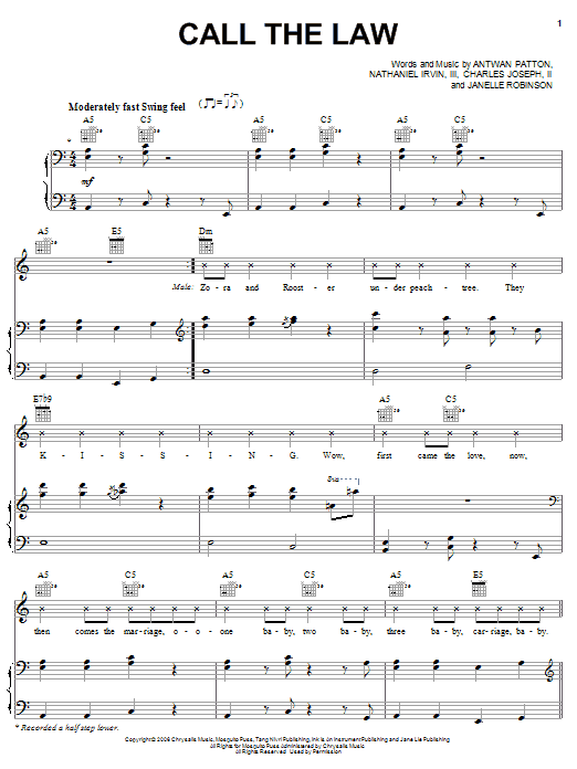 OutKast Call The Law sheet music notes and chords. Download Printable PDF.