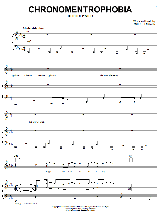 OutKast Chronomentrophobia sheet music notes and chords. Download Printable PDF.