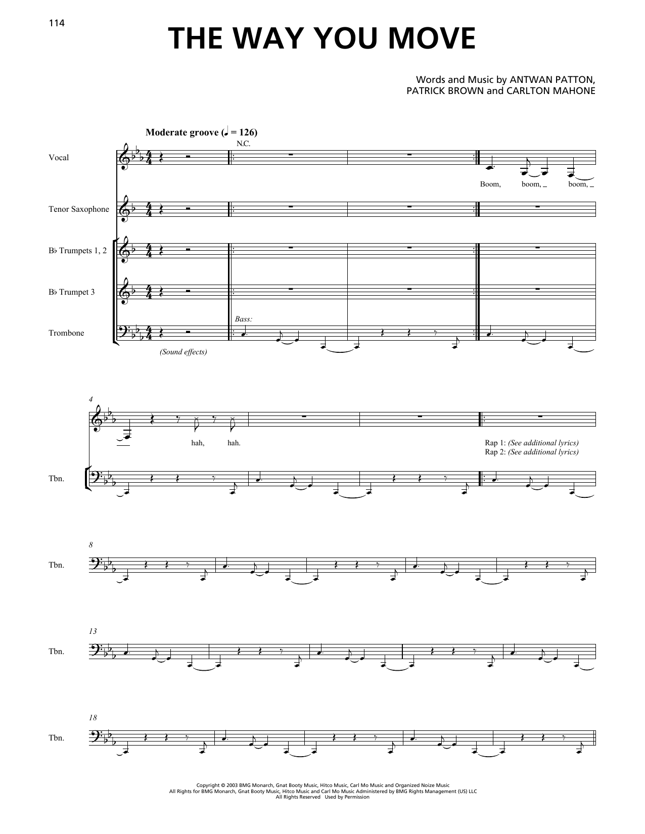 Learn to play OutKast The Way You Move (feat. Sleepy Brown) (Horn Section) sheet music for Transcribed Score in minutes. Price: 7.8900$ OutKast The Way You Move (feat. Sleepy Brown) (Horn Section) sheet music notes and chords arranged for Transcribed Score