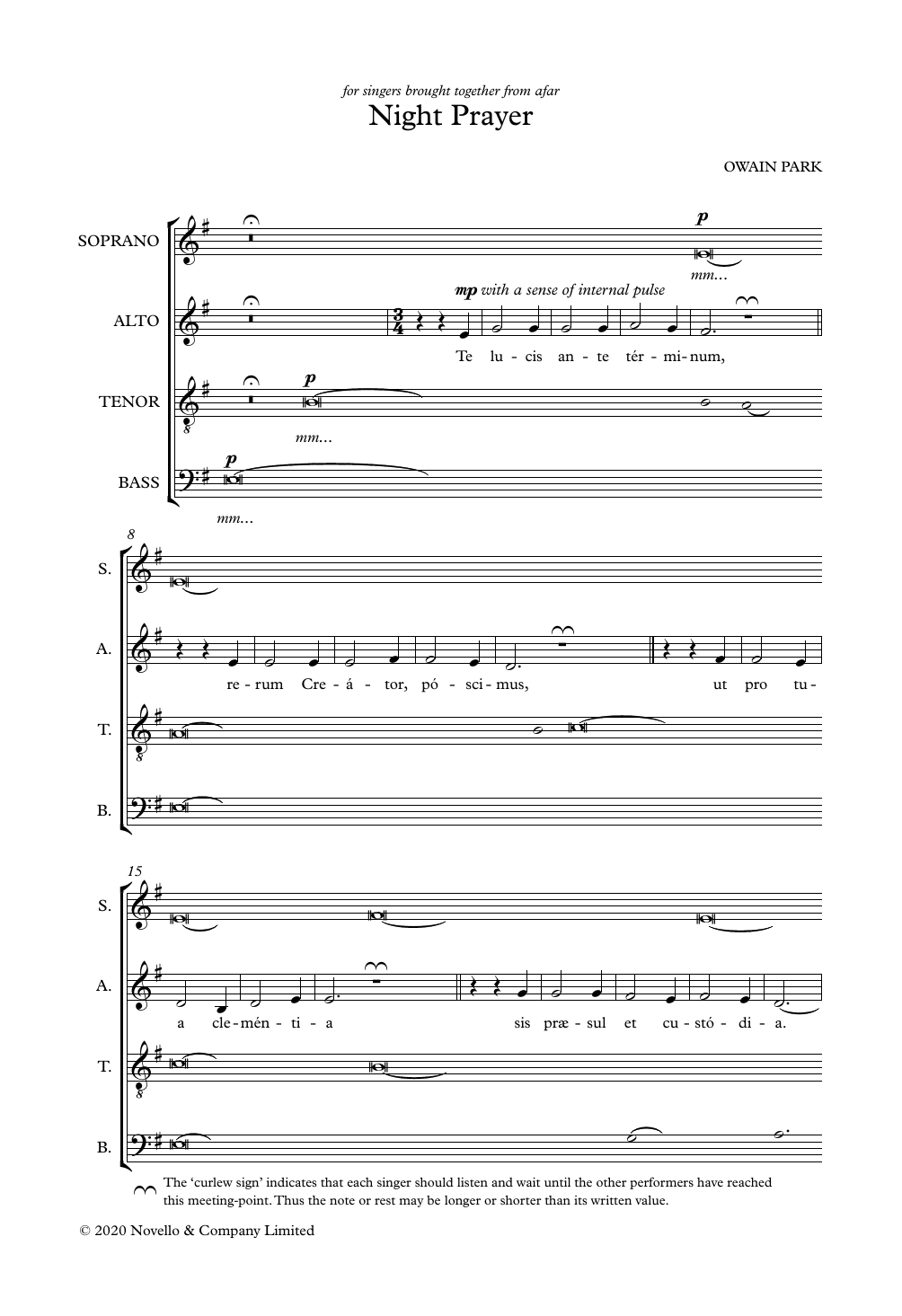 Owain Park Night Prayer sheet music notes and chords. Download Printable PDF.