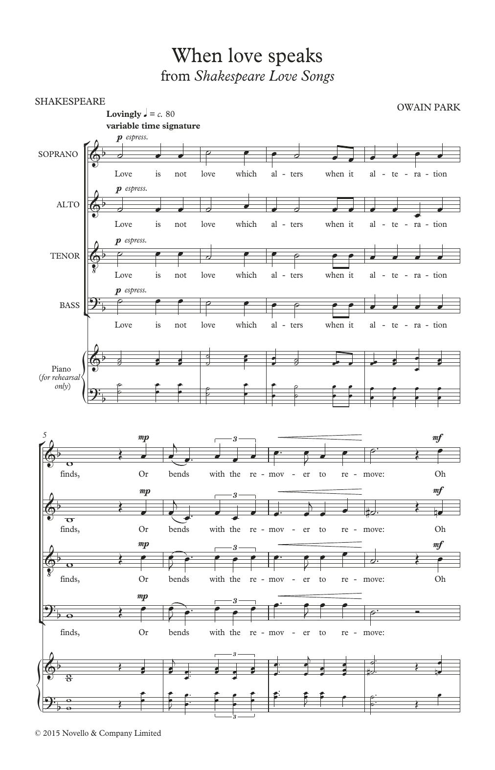 Owain Park When Love Speaks sheet music notes and chords. Download Printable PDF.