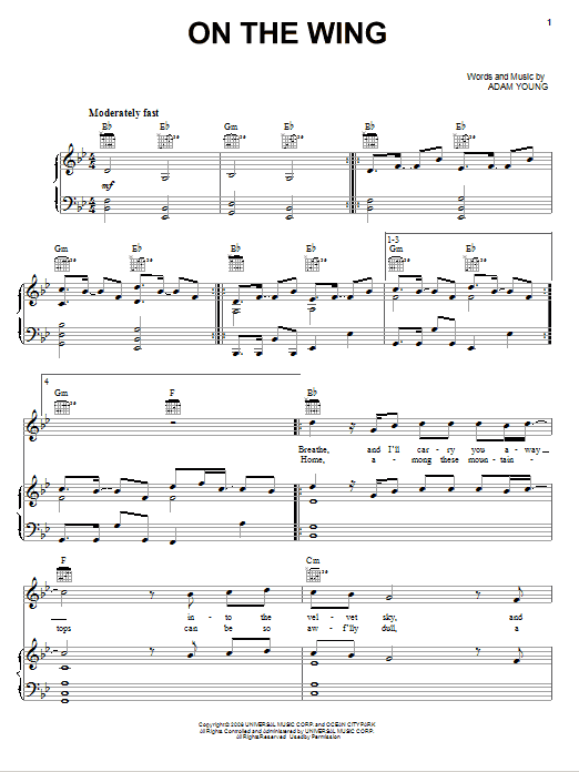 Learn to play Owl City On The Wing sheet music for Easy Piano in minutes. Price: 6.9900$ Owl City On The Wing sheet music notes and chords arranged for Easy Piano