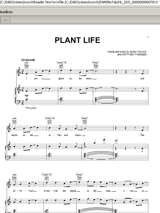 Owl City Plant Life Sheet Music Pdf Notes Chords Pop Score Piano Vocal Guitar Right Hand Melody Download Printable Sku 86562