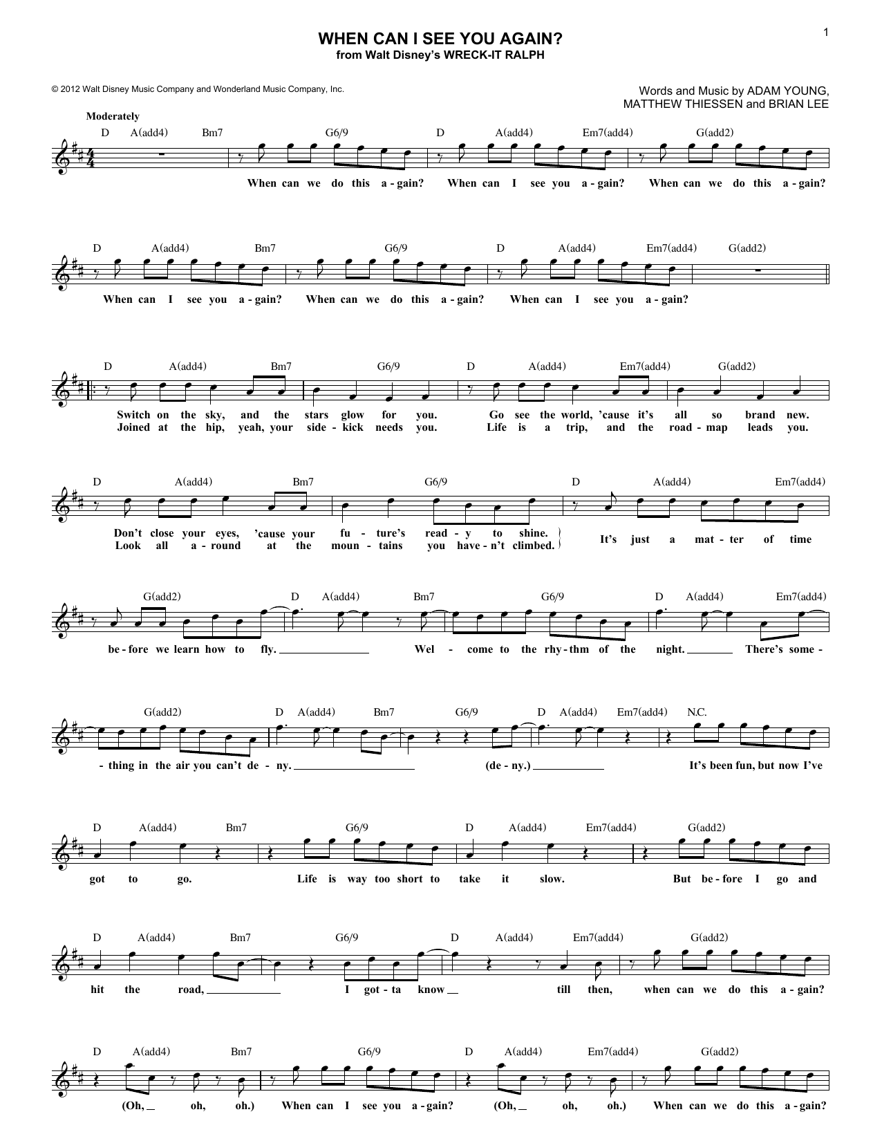 Learn to play Owl City When Can I See You Again? sheet music for Lead Sheet / Fake Book in minutes. Price: 5.9900$ Owl City When Can I See You Again? sheet music notes and chords arranged for Lead Sheet / Fake Book