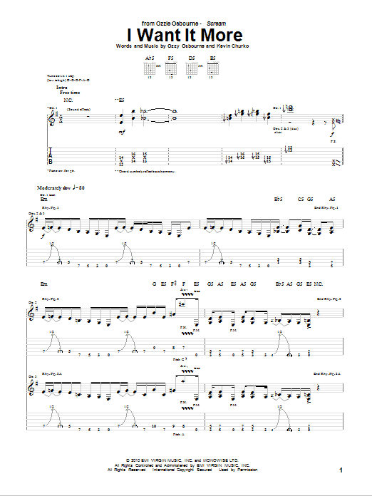 Learn to play Ozzy Osbourne I Want It More sheet music for Guitar Tab in minutes. Price: 7.8900$ Ozzy Osbourne I Want It More sheet music notes and chords arranged for Guitar Tab