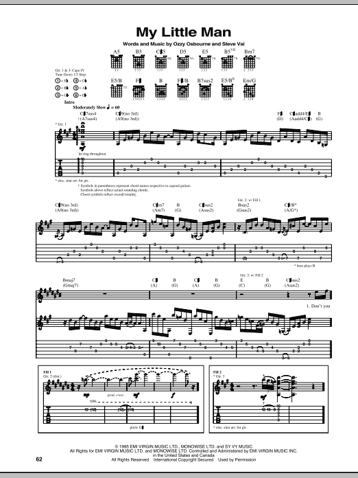 Ozzy Osbourne My Little Man sheet music notes and chords. Download Printable PDF.