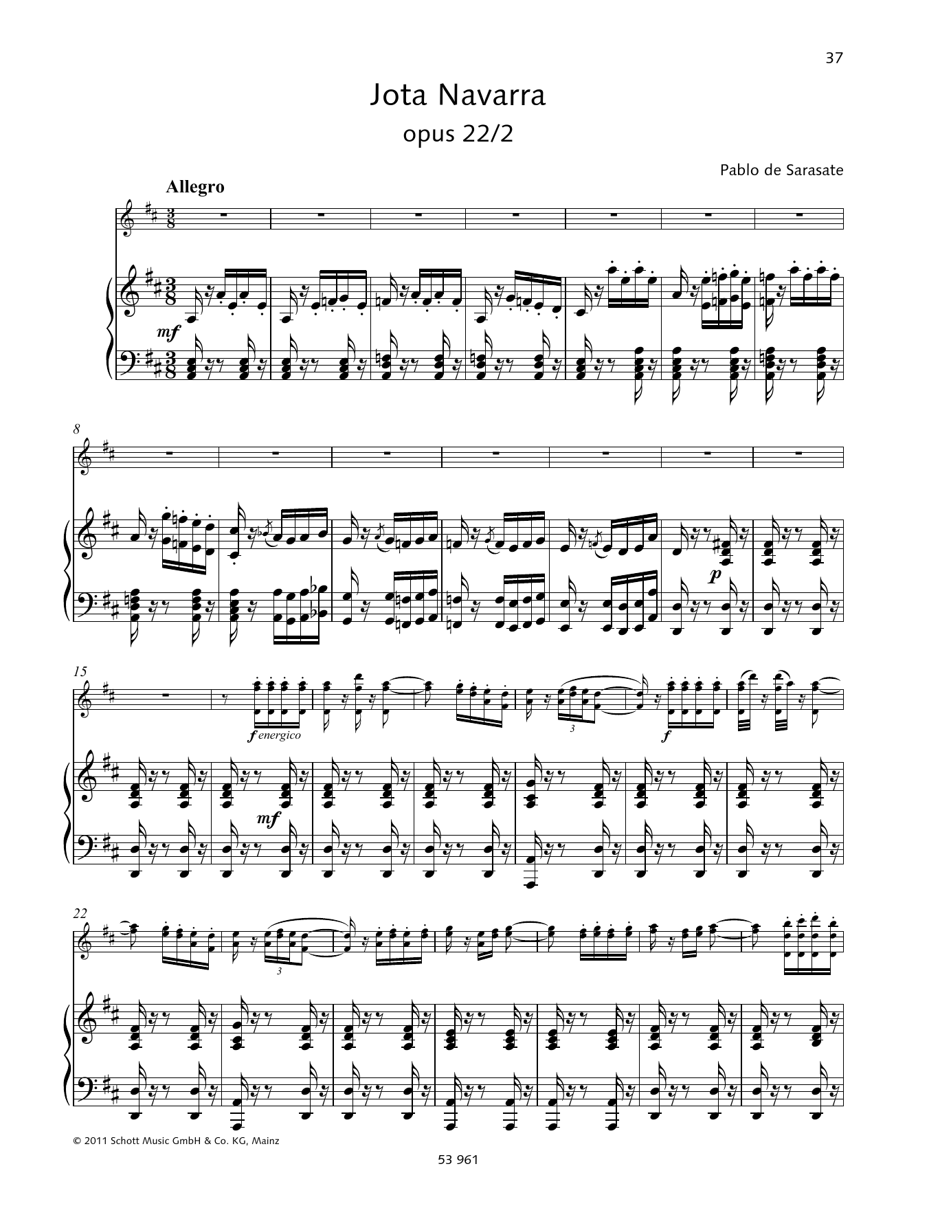 Pablo De Sarasate Jota navarra sheet music notes and chords. Download Printable PDF.