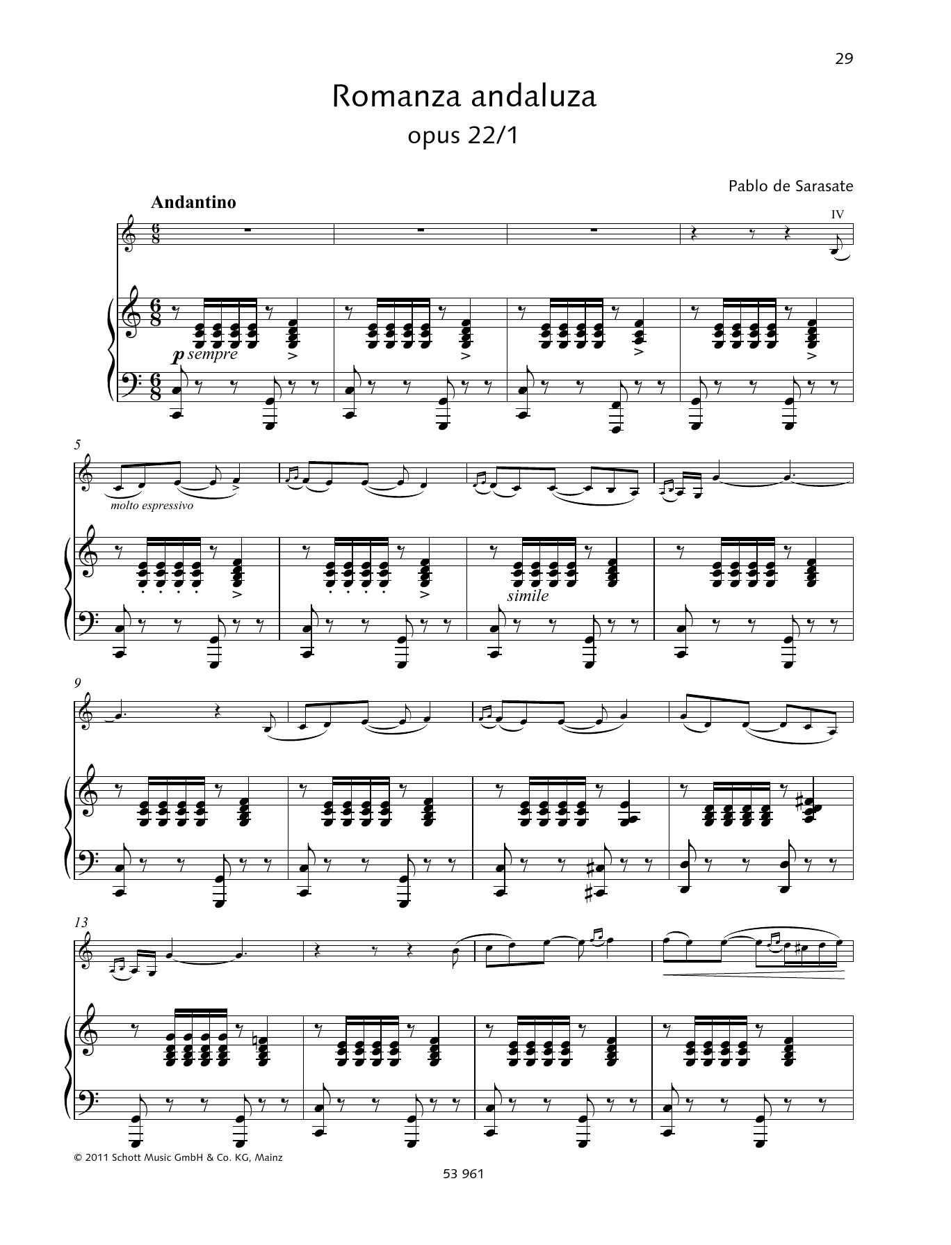 Pablo De Sarasate Romanza andaluza sheet music notes and chords. Download Printable PDF.