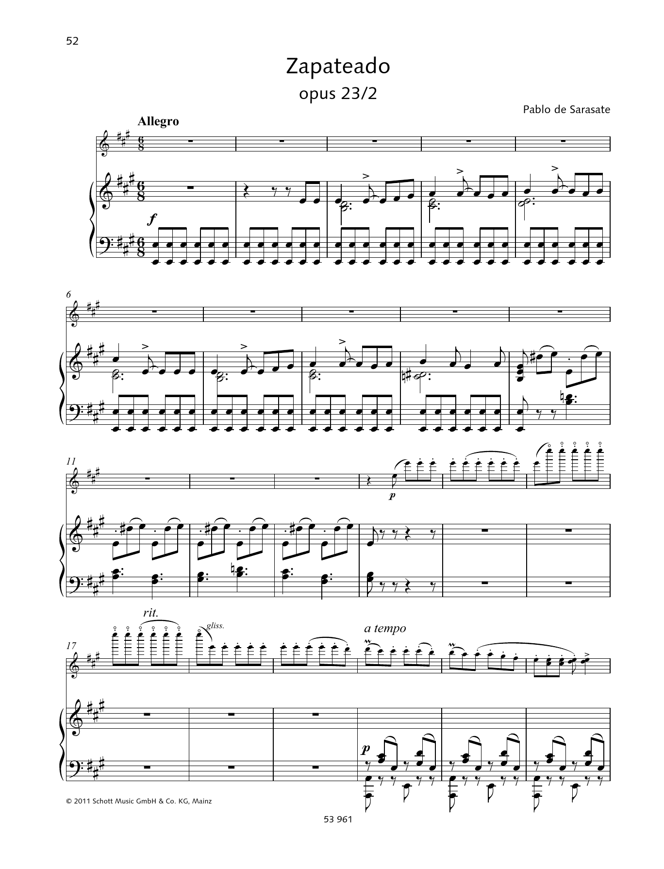 Pablo De Sarasate Zapateado sheet music notes and chords. Download Printable PDF.