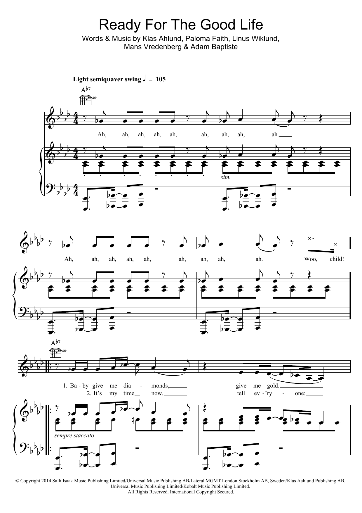 Paloma Faith Ready For The Good Life Sheet Music Pdf Notes