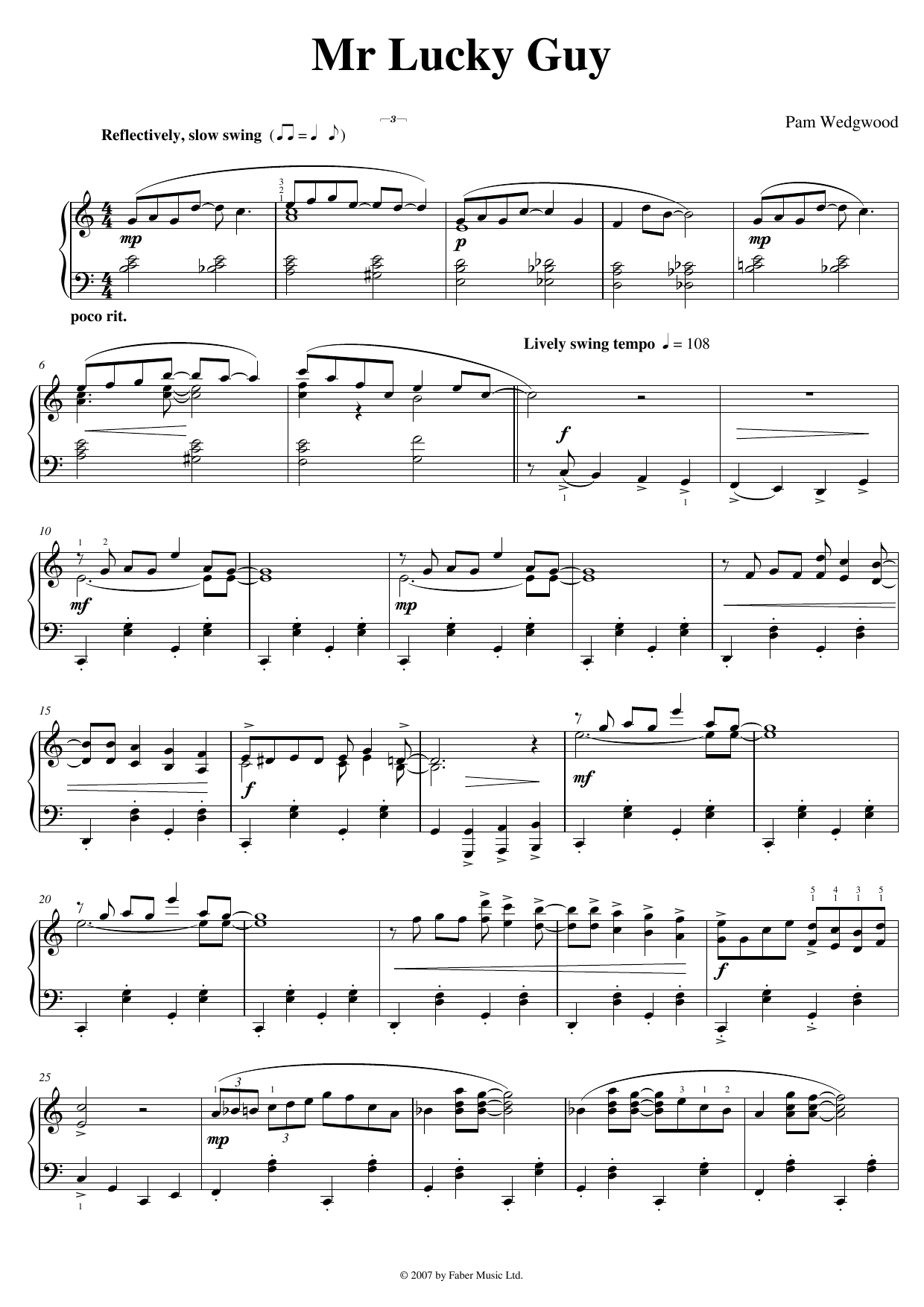 Pam Wedgwood Mr. Lucky Guy sheet music notes and chords. Download Printable PDF.