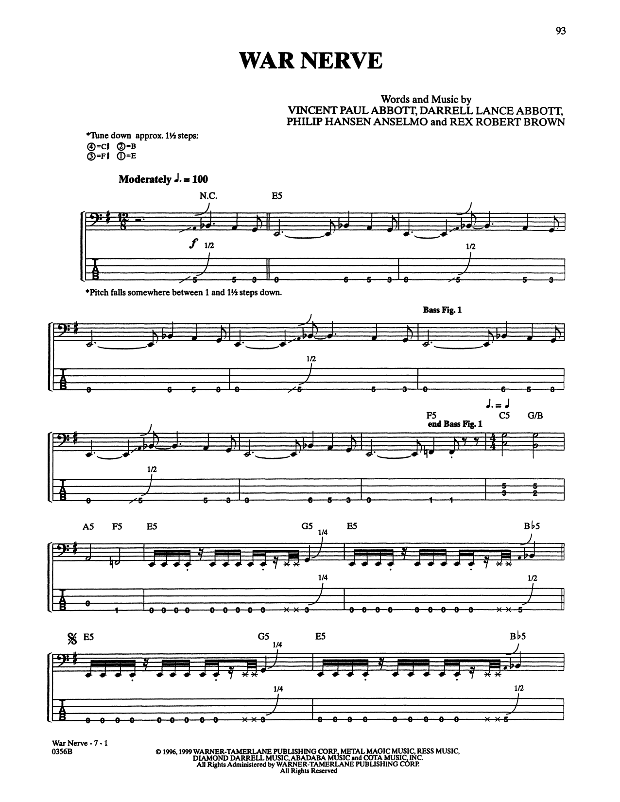 Pantera War Nerve sheet music notes and chords. Download Printable PDF.