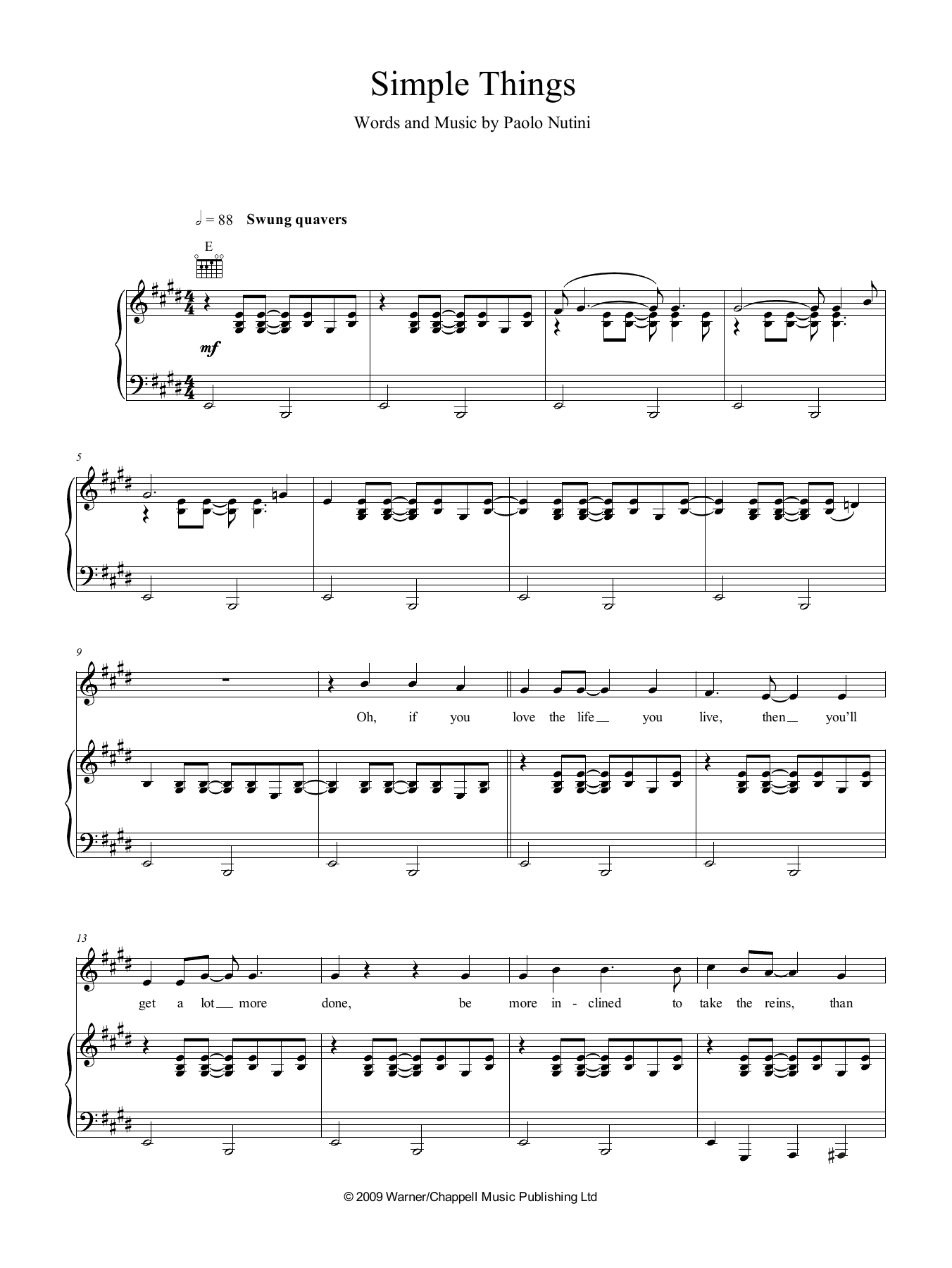 Paolo Nutini Simple Things sheet music notes and chords. Download Printable PDF.