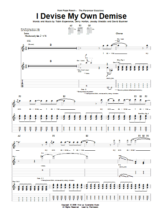 Papa Roach I Devise My Own Demise sheet music notes and chords arranged for Guitar Tab