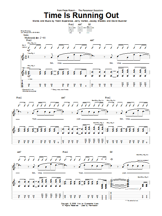 Learn to play Papa Roach Time Is Running Out sheet music for Guitar Tab in minutes. Price: 7.8900$ Papa Roach Time Is Running Out sheet music notes and chords arranged for Guitar Tab