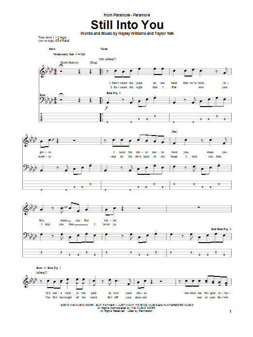 Paramore Still Into You sheet music notes and chords. Download Printable PDF.