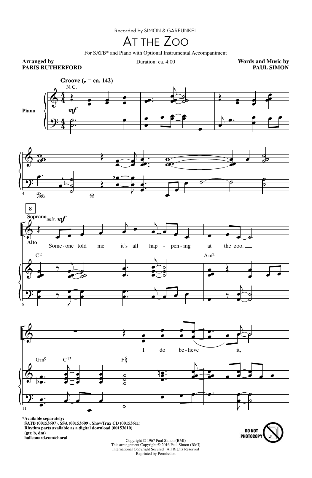 Learn to play Paris Rutherford At The Zoo sheet music for SSA Choir in minutes. Price: 3.9900$ Paris Rutherford At The Zoo sheet music notes and chords arranged for SSA Choir
