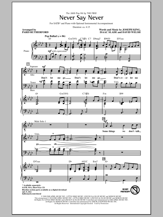 Learn to play Paris Rutherford Never Say Never sheet music for SSA Choir in minutes. Price: 3.9900$ Paris Rutherford Never Say Never sheet music notes and chords arranged for SSA Choir