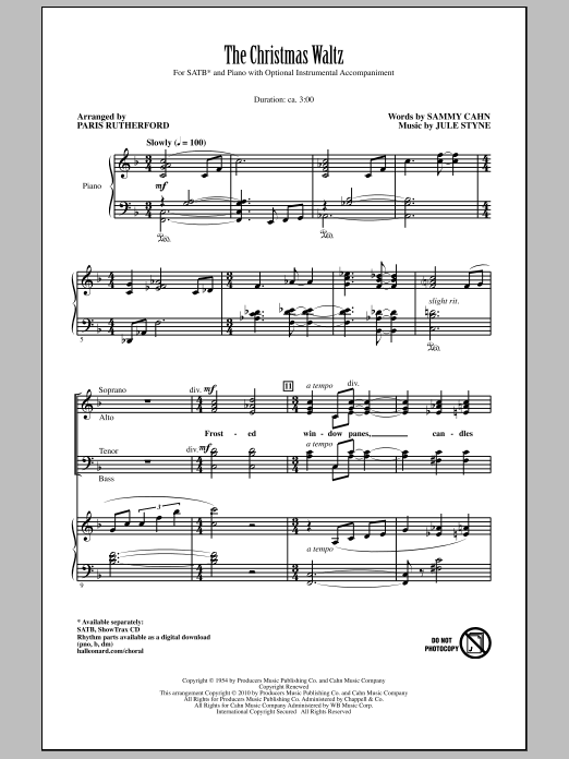 Learn to play Paris Rutherford The Christmas Waltz sheet music for SATB Choir in minutes. Price: 3.9900$ Paris Rutherford The Christmas Waltz sheet music notes and chords arranged for SATB Choir
