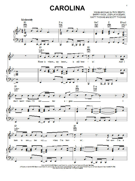 Parmalee Carolina sheet music notes and chords. Download Printable PDF.