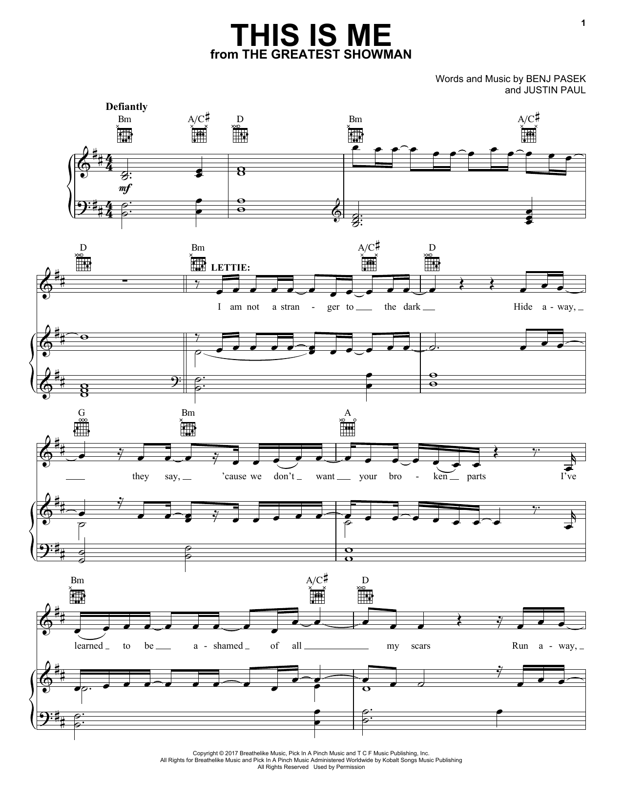  enat ze P enos This Is Me Greatest Showman Chords Sv tlo Jin 