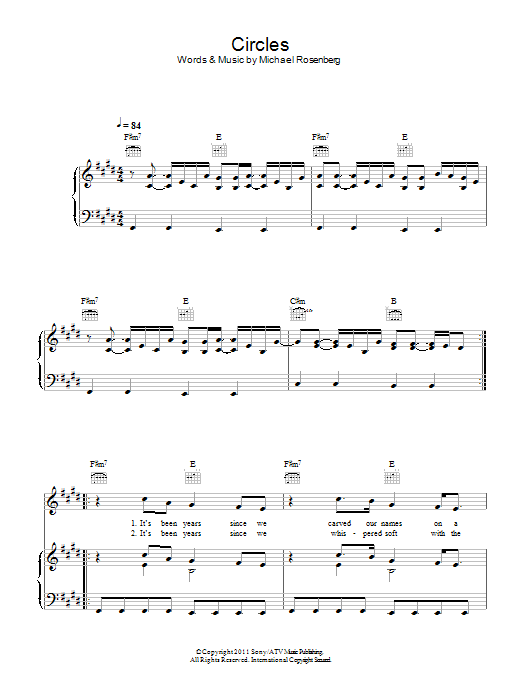 Passenger Circles sheet music notes and chords. Download Printable PDF.